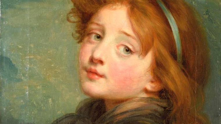 Jean-Baptiste Greuze (1725-1805), Jeune fille au ruban bleu dans les cheveux (Girl... Jean-Baptiste Greuze: In All Innocence