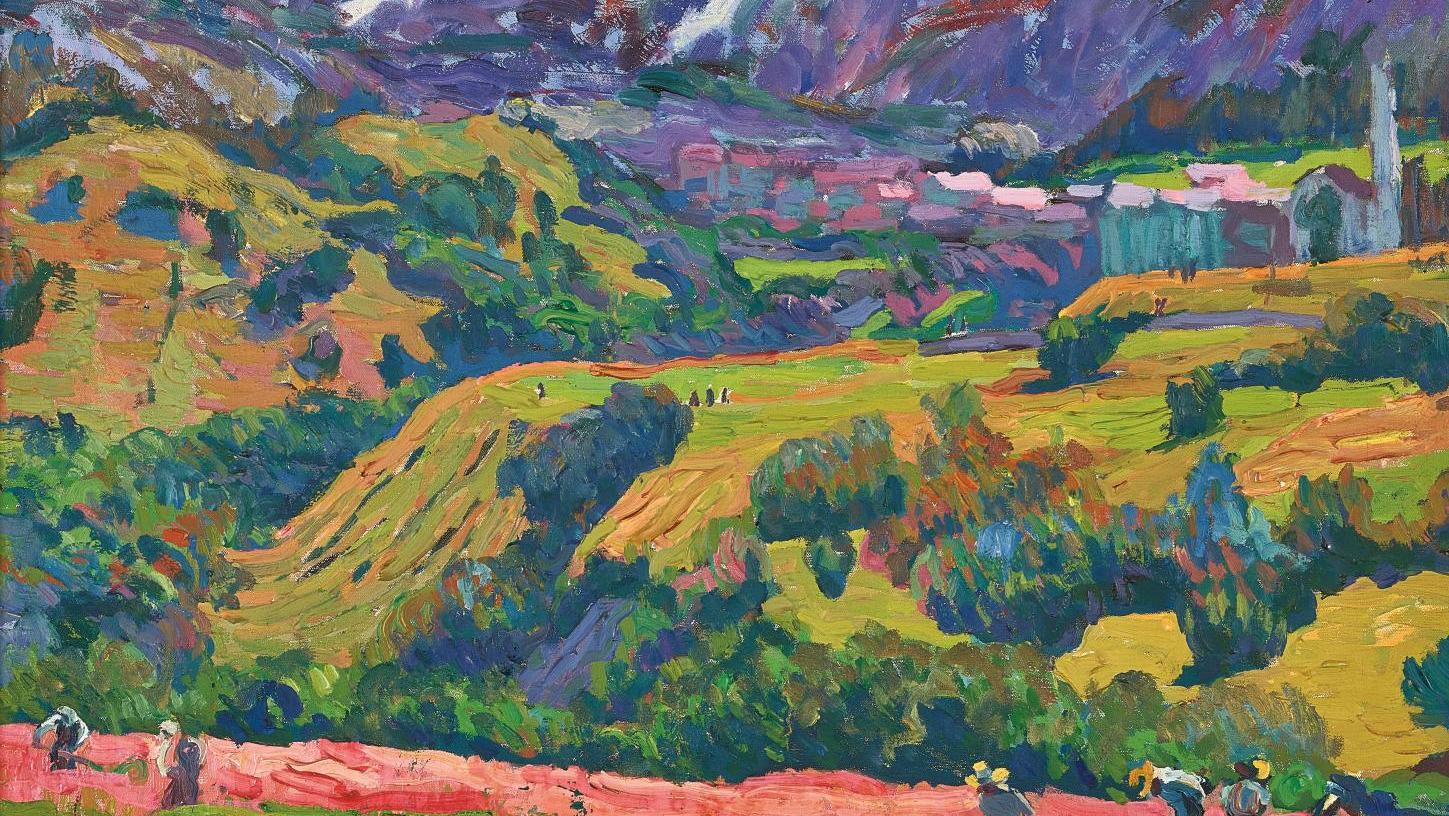Giovanni Giacometti (1868-1933), Printemps dans le Val Bregaglia, 1912, huile sur... Un sens infaillible des couleurs