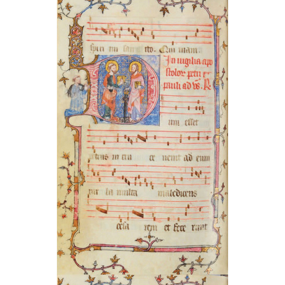 10 846 €Fragment d’antiphonaire manuscrit enluminé de la seconde moitié du XVe siècle, 85 ff. de parchemin, 21,2 x 14 cm.Paris, Hôtel Drou