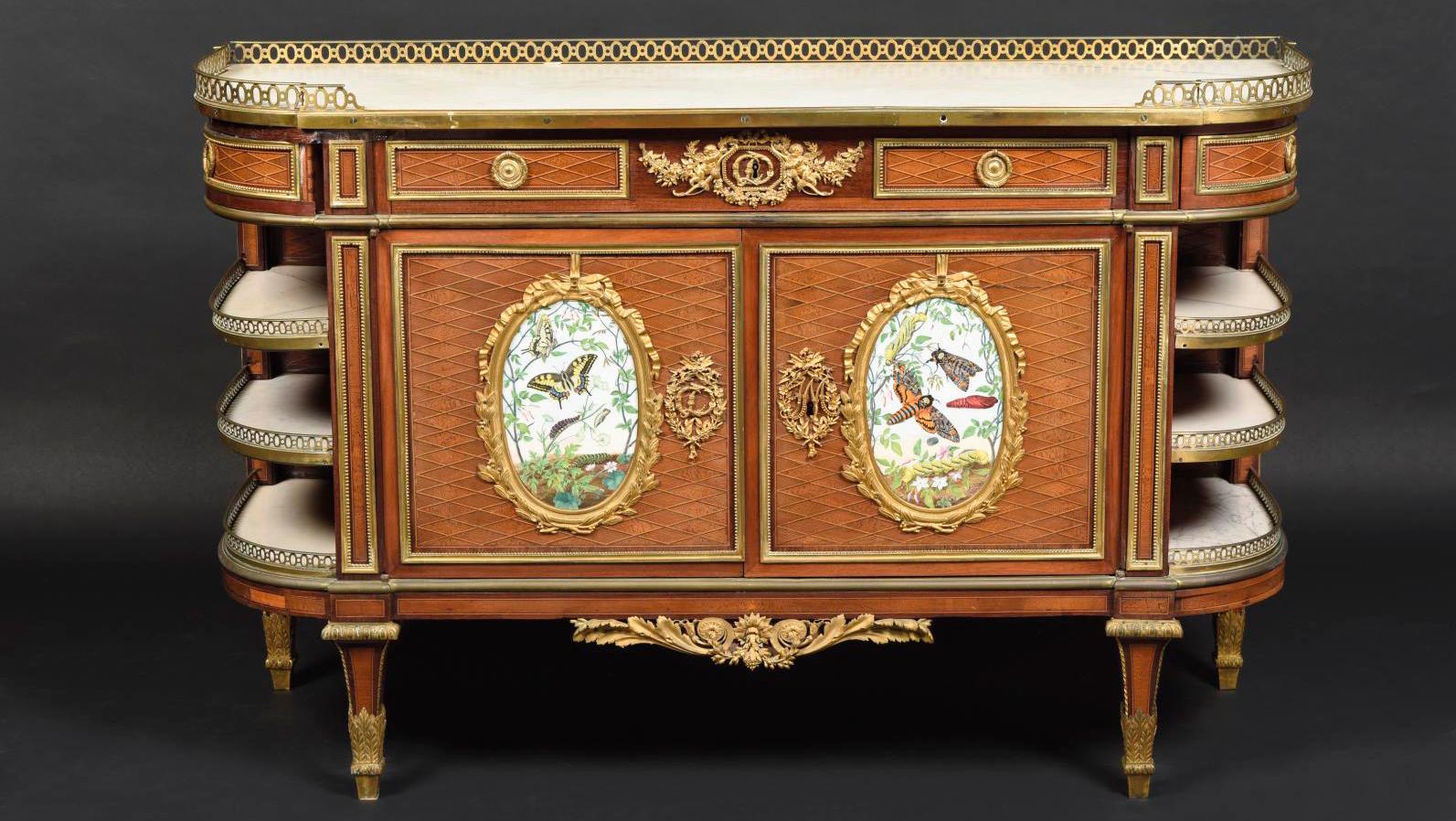 Louis XVI period. A pair of sideboards stamped J. H. Riesener, circa 1784-1785, white... Riesener: A Remarkable Stamp and Collection