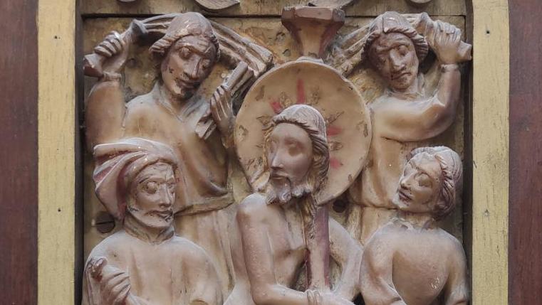 Nottingham, seconde moitié du XVe siècle, plaque en albâtre sculpté en fort relief... L’albâtre, une spécialité anglaise