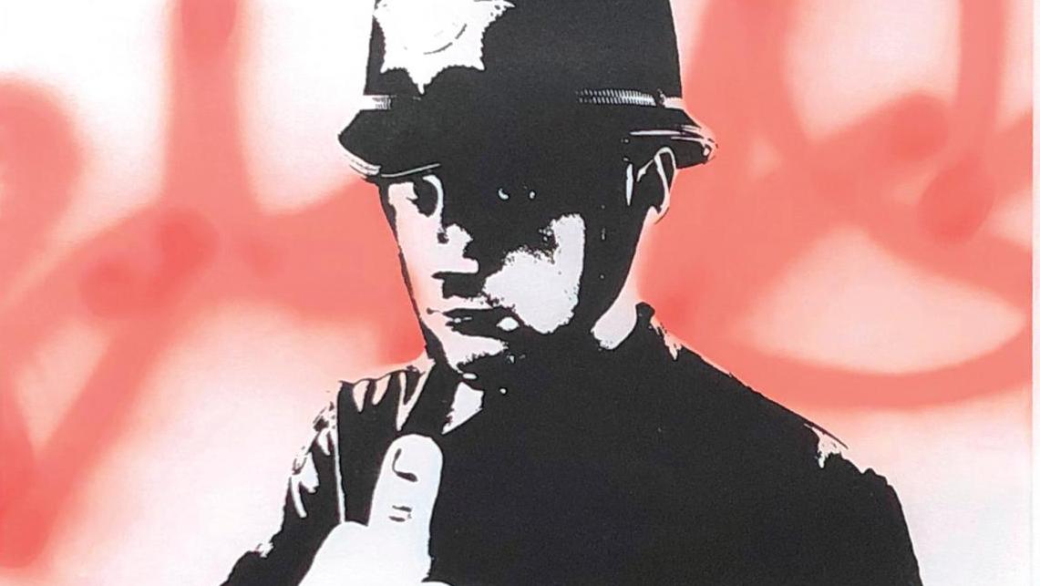 Banksy (né en 1975), Rude Copper, peinture aérosol et sérigraphie en noir sur papier... Banksy, le gardien de la satire