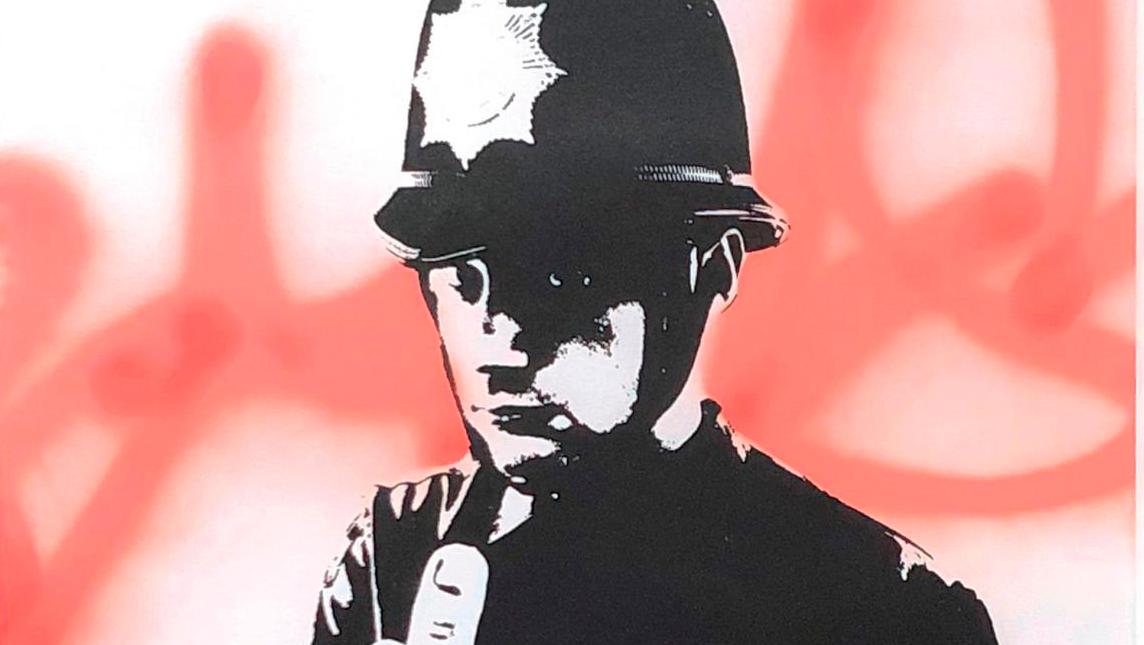 Banksy (b. 1975), Rude Copper, spray paint and screenprint in black on paper signed... Rude Copper: A Seminal Work by Banksy