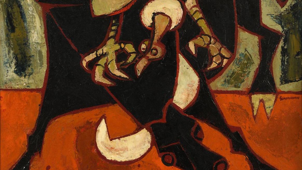 Oswaldo Guayasamín (1919-1999), Le Taureau et le condor, huile sur panneau signée... La fête sanglante d’un peintre vedette d’Équateur, Oswaldo Guayasamin 