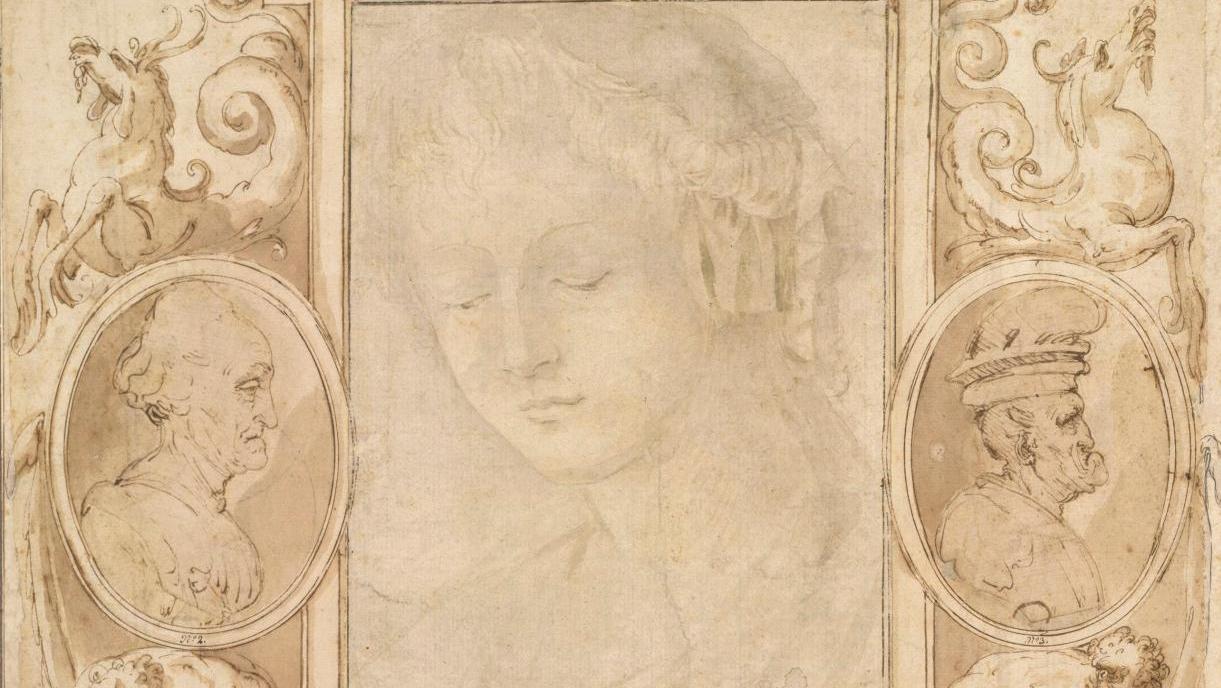Léonard de Vinci (1452-1519) (?) et Francesco Granacci (1475-1564), Sept études de... Vasari, premier collectionneur de dessins