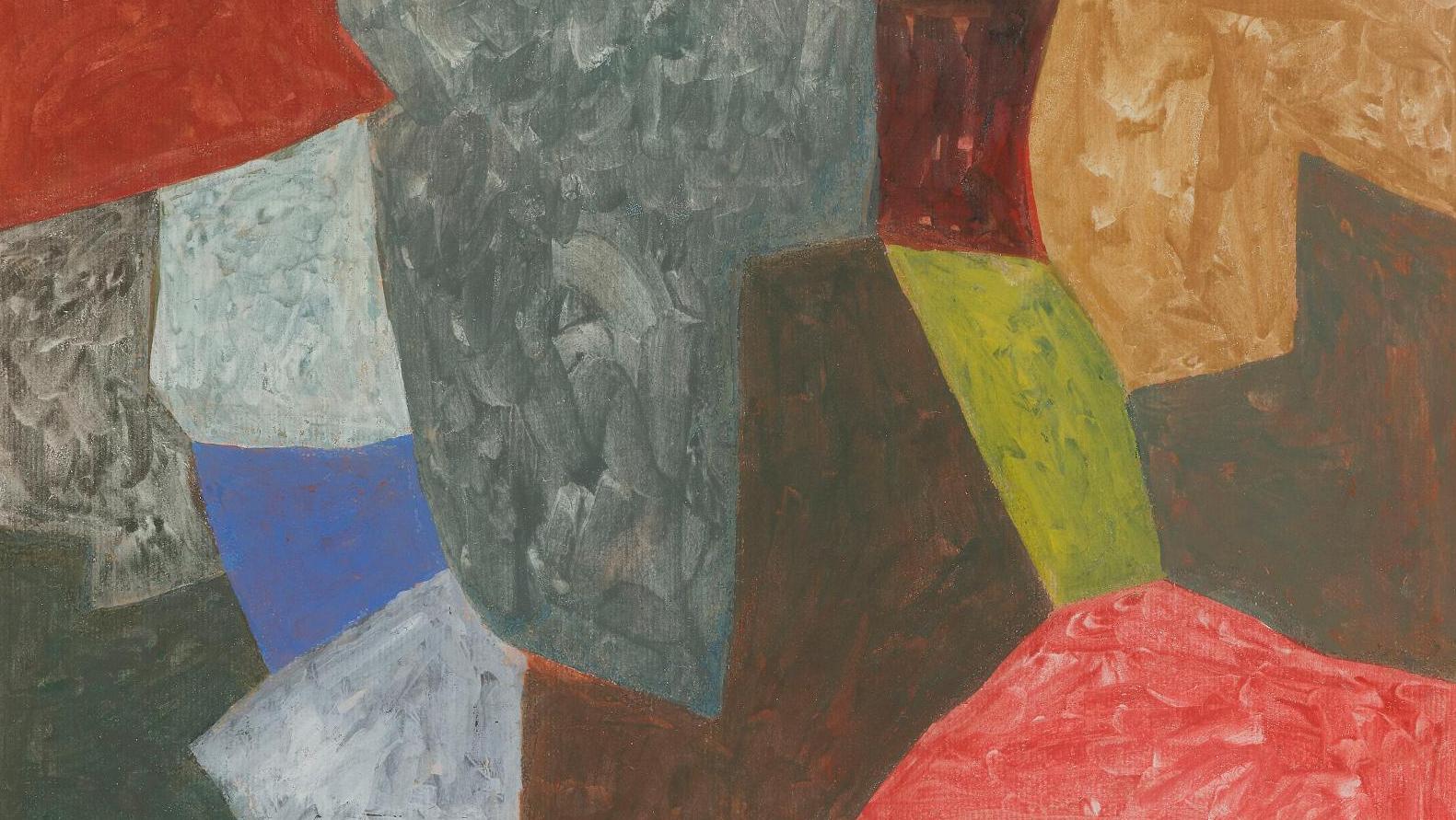 Serge Poliakoff (1900-1969), Composition abstraite, 1956, gouache sur papier, signée,... Une gouache kaléidoscopique de Serge Poliakoff