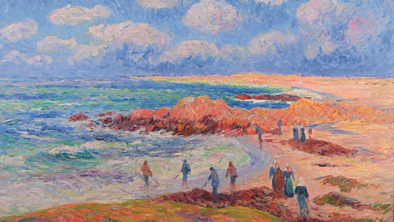 Henry Moret (1856-1913), Le Ramassage du goémon sur la plage de Trévignon, 1907,... De la Normandie à la Bretagne