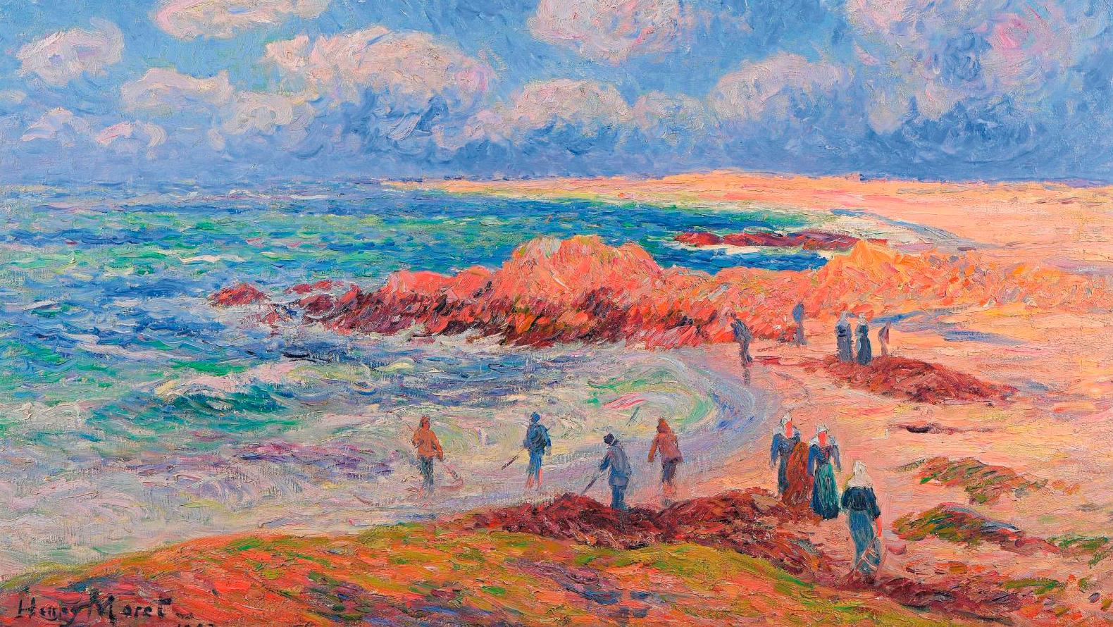 Henry Moret (1856-1913), Le Ramassage du goémon sur la plage de Trévignon, 1907,... Henry Moret, from Normandy to Brittany
