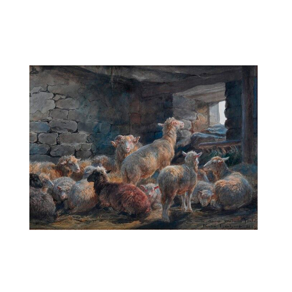 €14,880Rosa Bonheur (1825-1899), Moutons et bélier dans une bergerie (Sheep and ram in a sheepfold), 1899, watercolor and gouache, 24 x 33