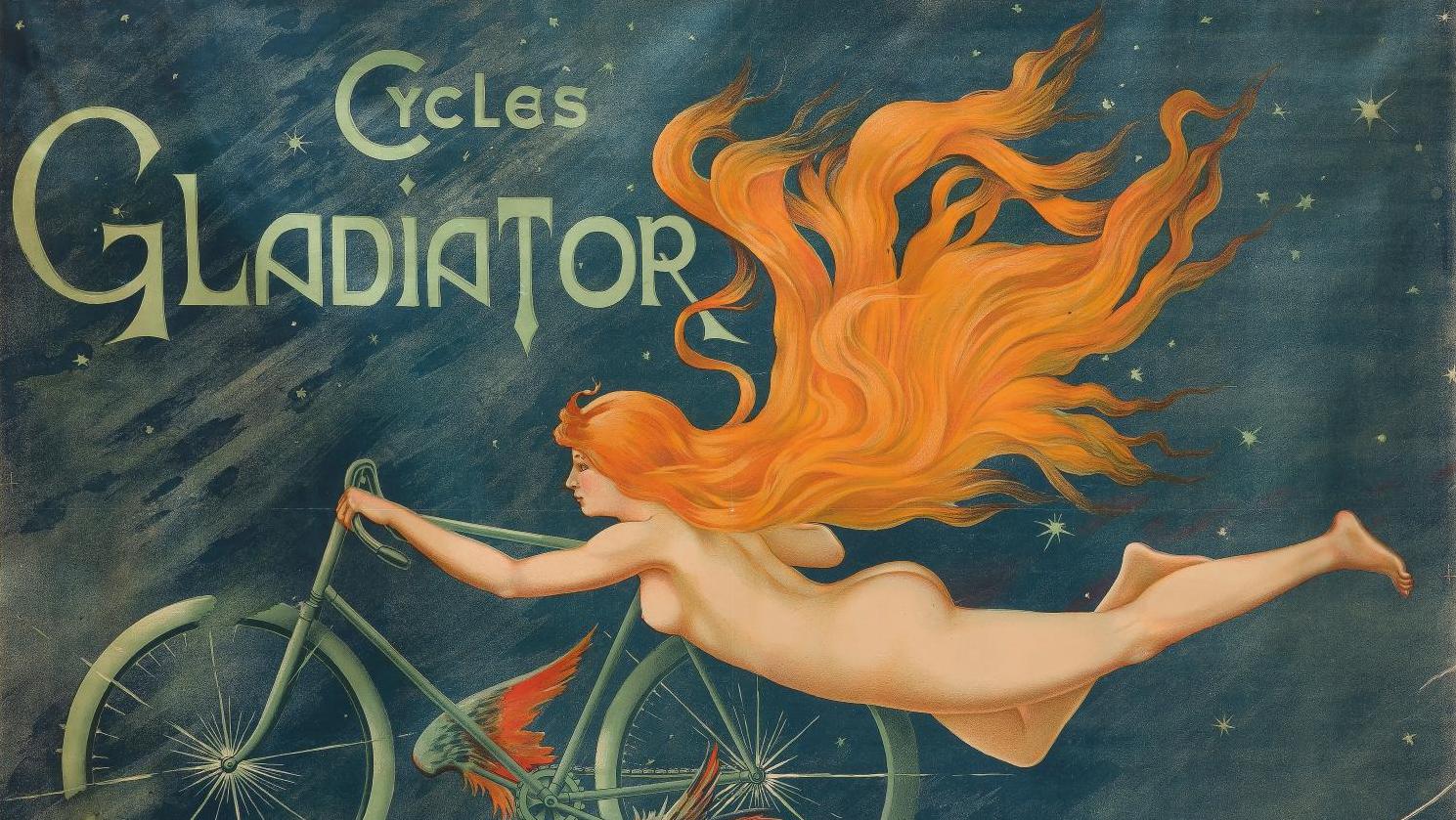 Anonyme, Cycles Gladiator à Paris, chromolithographie entoilée, imprimerie Massias,... Les affiches de la collection Michel Romand