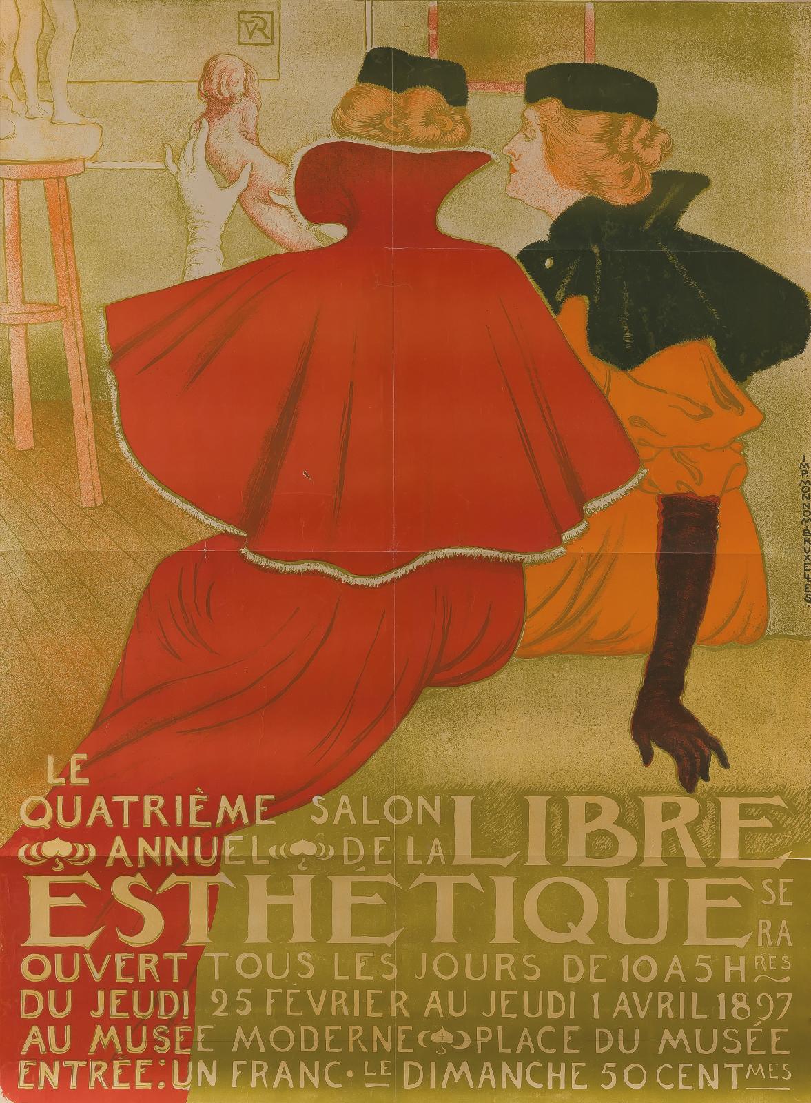 Théo Van Rysselberghe (1862-1926), Salon de la Libre Esthétique, 1897, chromolithographie non entoilée, imprimerie Monnom, Bruxelles, 97,5