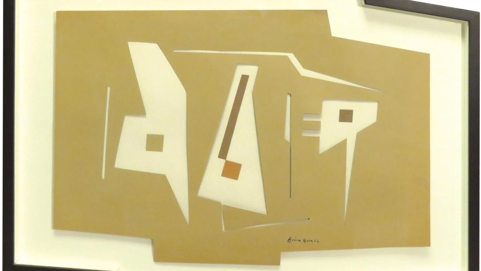 Carmelo Arden-Quin (1913-2010), Composition, 1956, technique mixte, découpage, assemblage... L'abstraction géométrique selon Arden-Quin