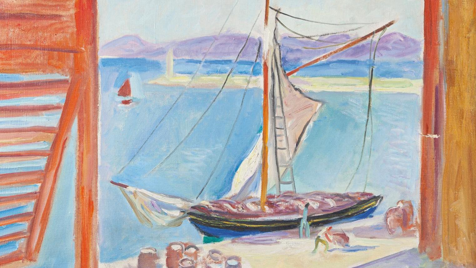 Charles Camoin (1879-1965), La Tartane aux tonneaux (persiennes entrouvertes), huile... Plein Sud pour Charles Camoin