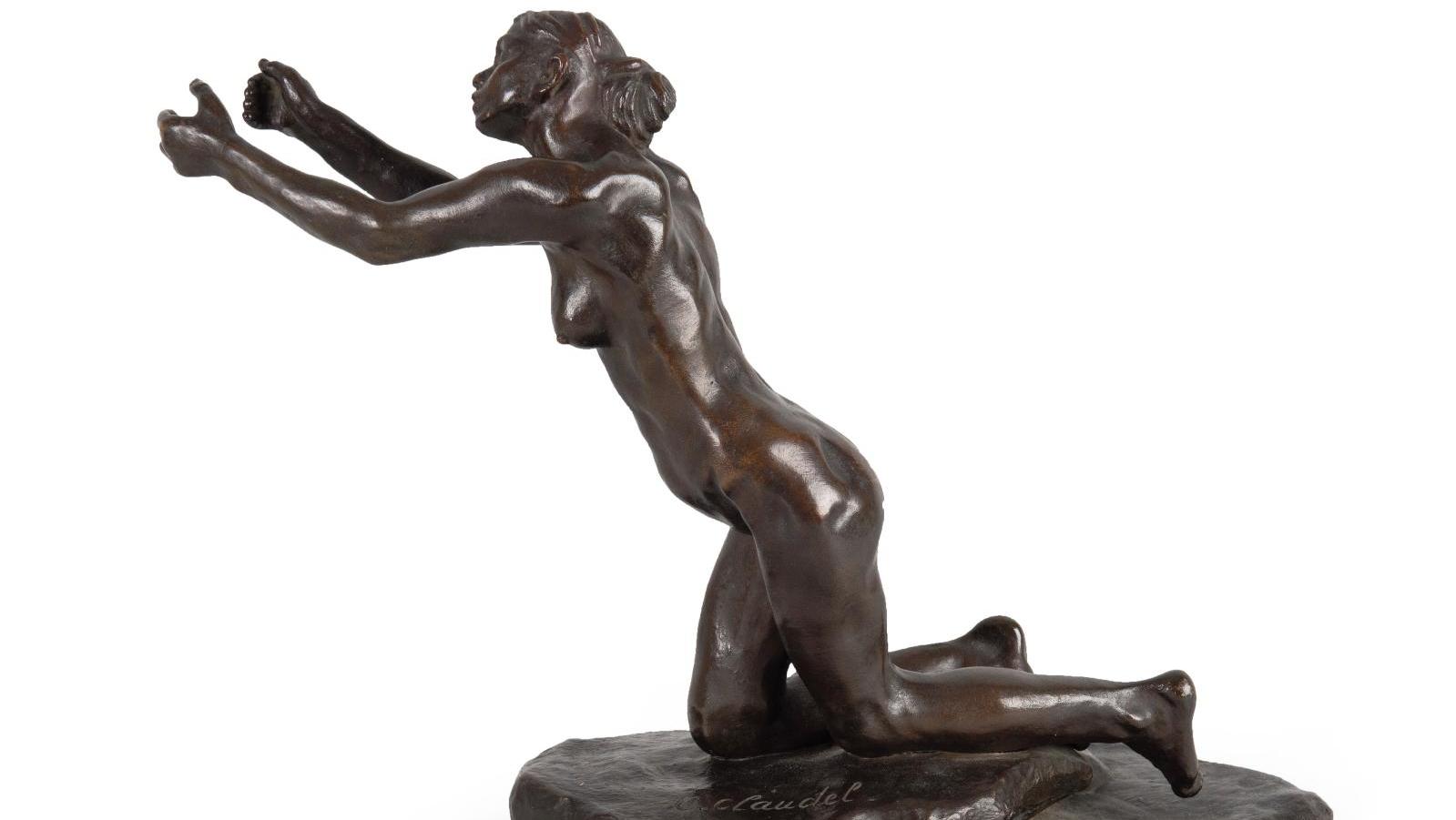 Camille Claudel (1864-1943), L’Implorante, petit modèle, épreuve en bronze signée... L’éternelle Implorante de Rodin