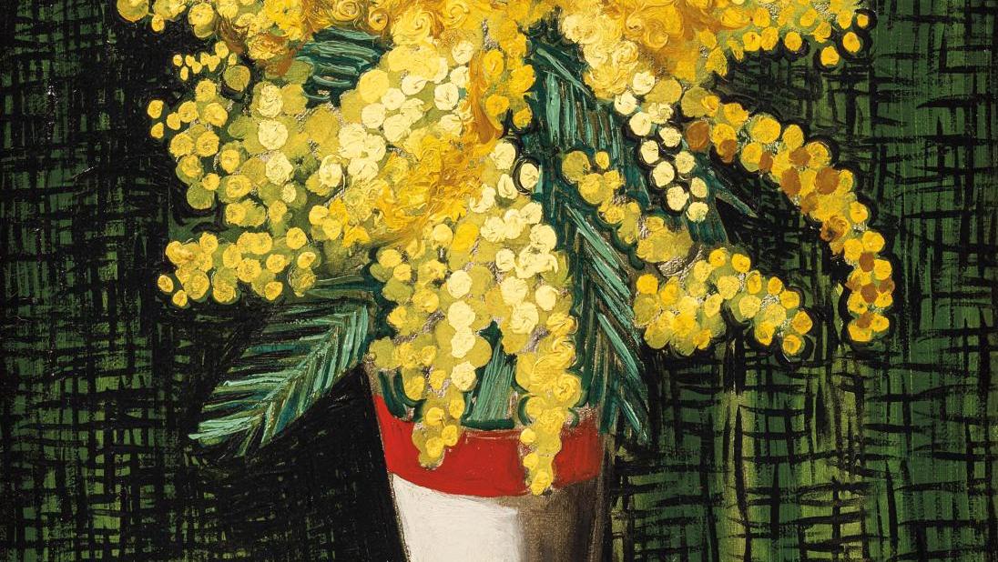 Moïse Kisling (1891-1953), Bouquet de mimosas, 1925, huile sur toile, 56 x 39 cm.... Kisling, dites-le avec des mimosas !