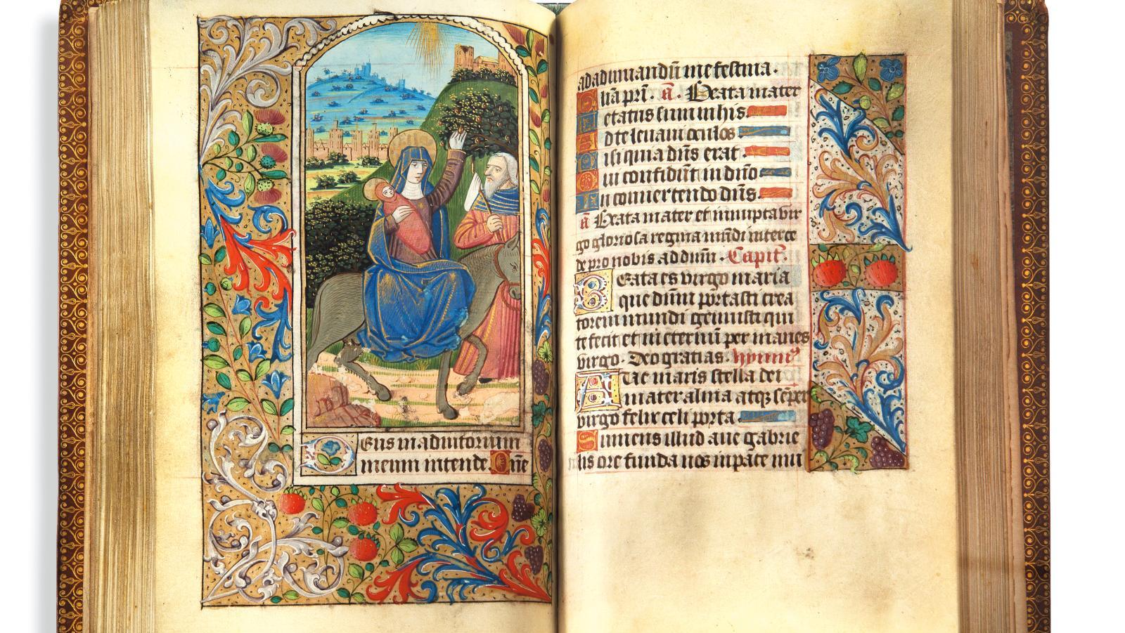 Rouen vers 1500. Livre d’heures en latin et en français à l’usage de Rouen, in-12,... Enluminures à quatre mains vers 1500