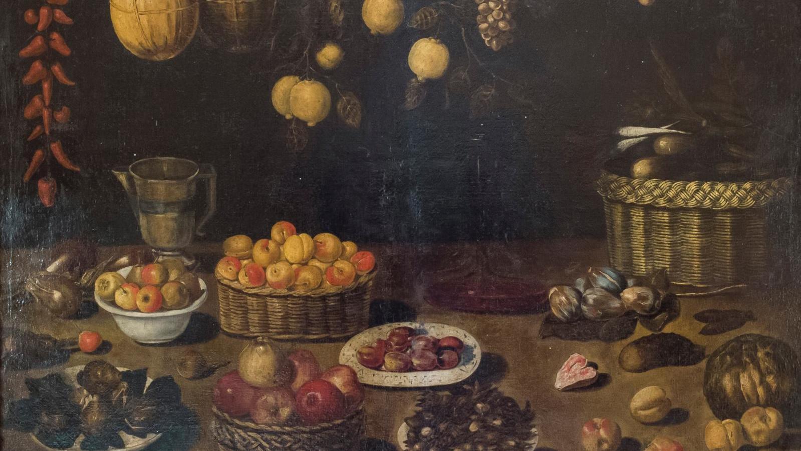 École espagnole vers 1640, entourage de Blas de Ledesma, Plats et corbeilles de fruits... La nature morte à la façon andalouse
