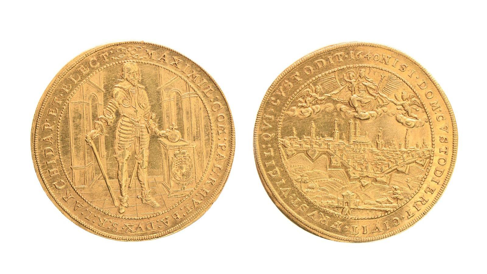 Allemagne, Bavière, 5 ducats 1640, frappé à Munich sous Maximilien Ier, 17,28 g.... Monnaies d’or de Bavière, de Suisse et d’ailleurs