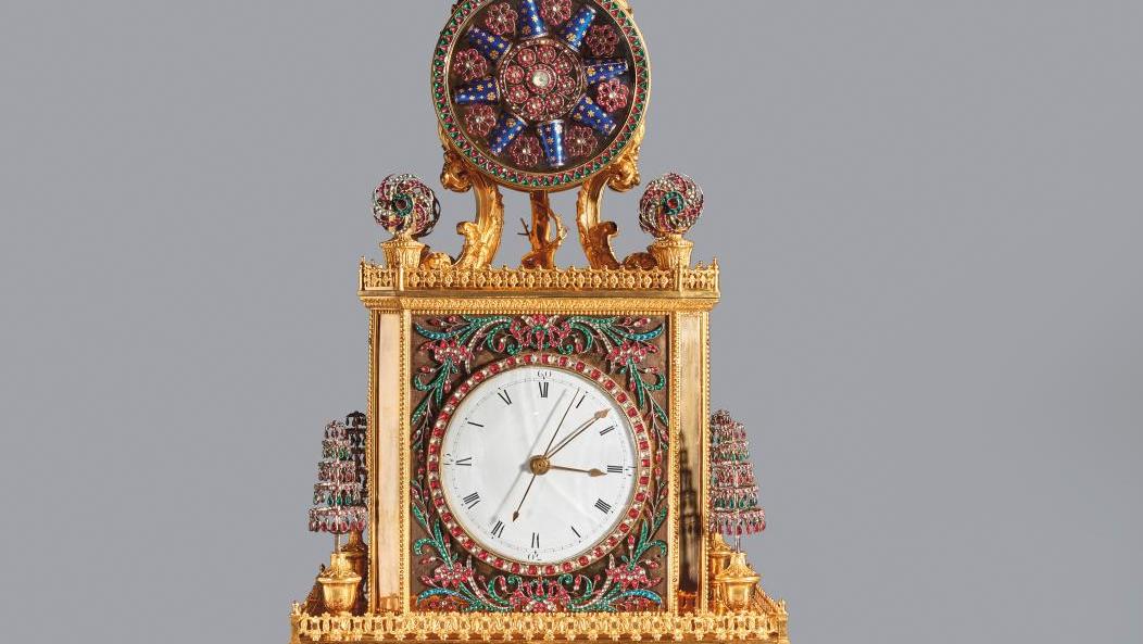 China, Qianlong era (1736-1795). Imperial automaton clock decorated with tribute... Chinese Automaton Clock: An Eighteenth-Century Gem