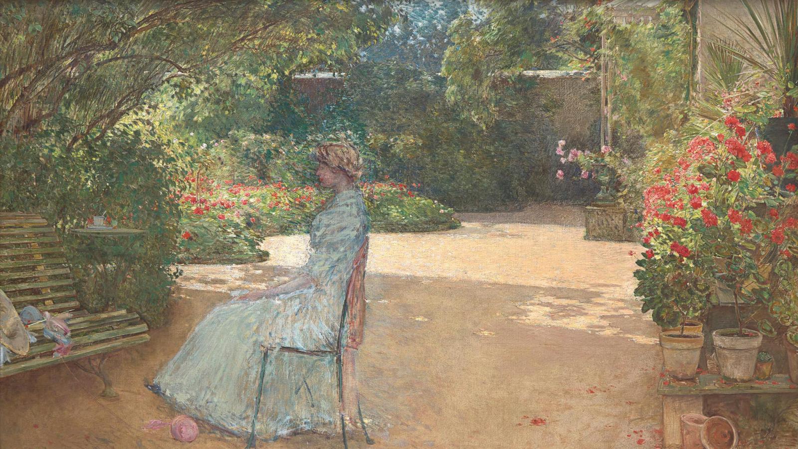 Childe Hassam (1859-1935), Mme Hassam dans son Jardin (Mrs. Hassam in Her Garden),... Childe Hassam in Paris