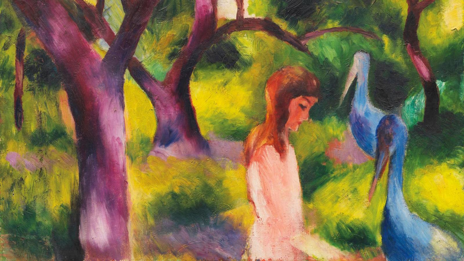 August Macke (1887-1914), Jeune fille aux oiseaux bleus, 1914, huile sur toile, 60 x 82,3 cm.... August Macke, la dernière année