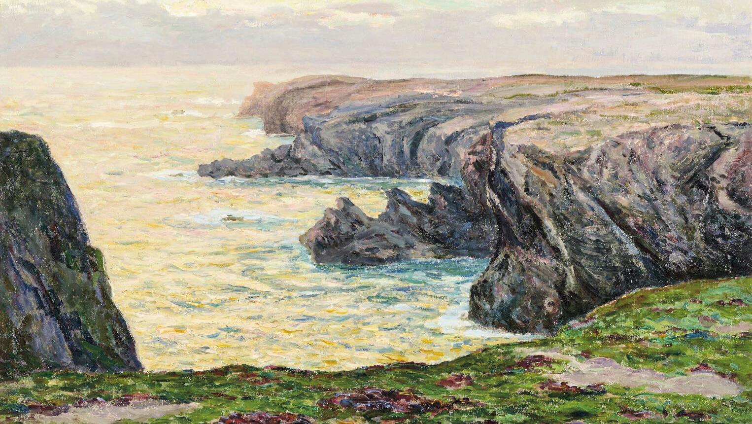 Maxime Maufra (1861-1918), Falaises de Baguenères, Belle-Ile, 1911, huile sur toile... Maxime Maufra fidèle à la Bretagne
