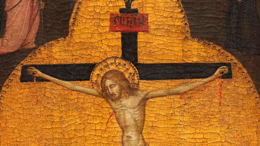 Attributed to Bernardo Daddi (c. 1290-1348), Christ on the Cross with the Virgin... A Florentine Crucifixion by Bernardo Daddi
