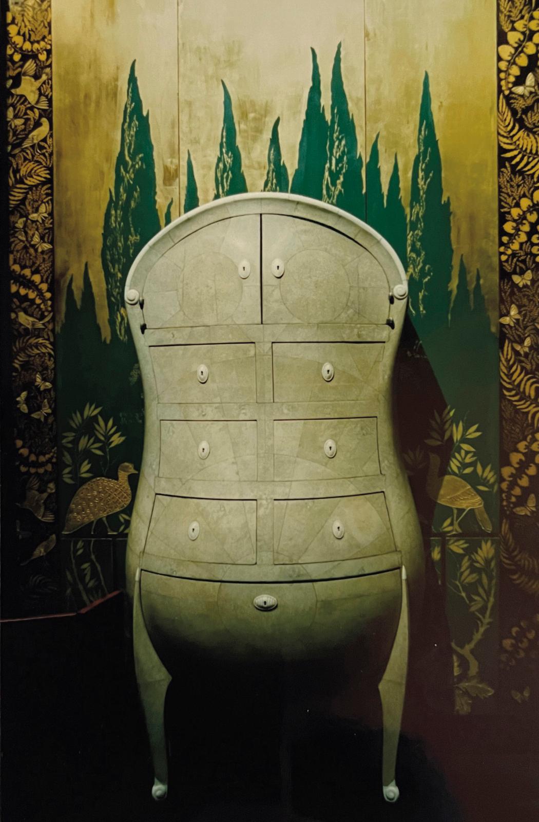 André Groult, anthropomorphic cabinet in shagreen, exhibited in 1994 at the gallery's stand during the Biennale des Antiquaires.