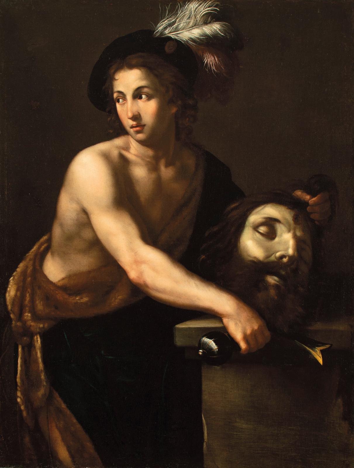 Elisabetta Sirani, David avec la tête de Goliath, huile sur toile, 130 x 97 cm,Giammarco Cappuzzo Fine Art.