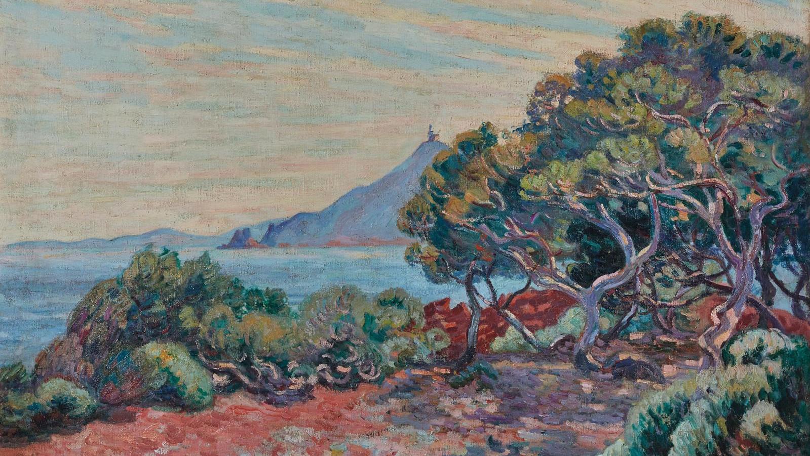 Armand Guillaumin (1847-1927), La Baie d’Agay, sémaphore sur la droite, huile sur... Le Sud en majesté avec Guillaumin