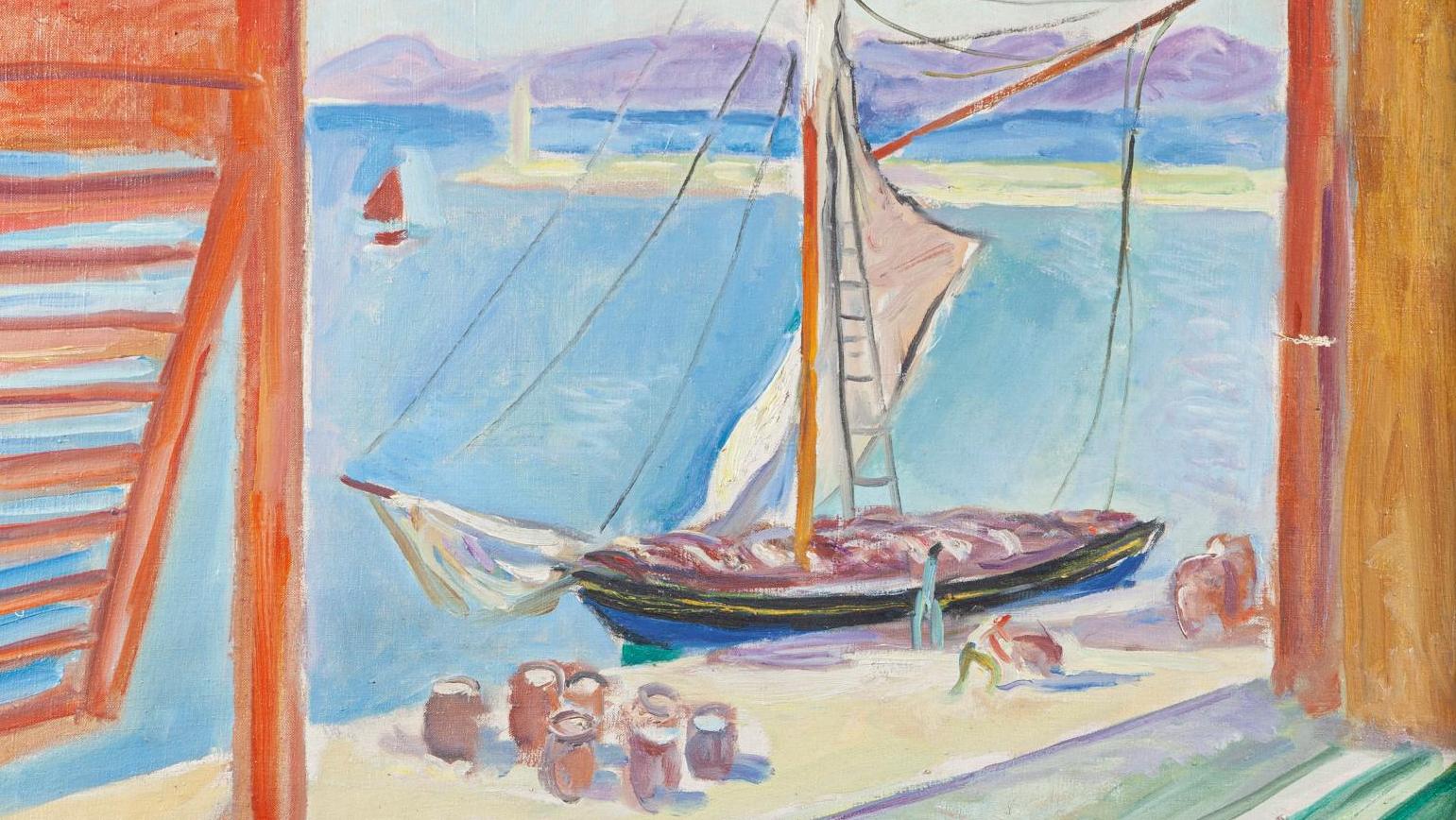 Charles Camoin (1879-1965), La Tartane aux tonneaux (persiennes entrouvertes), huile... De la Côte d’Azur à la place Vendôme