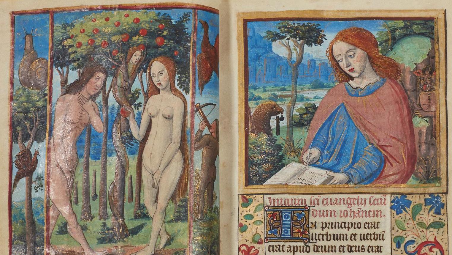 Paris, vers 1500. Livre d’heures à l’usage de Paris, manuscrit sur peau de vélin,... Quatre maîtres pour deux ouvrages 