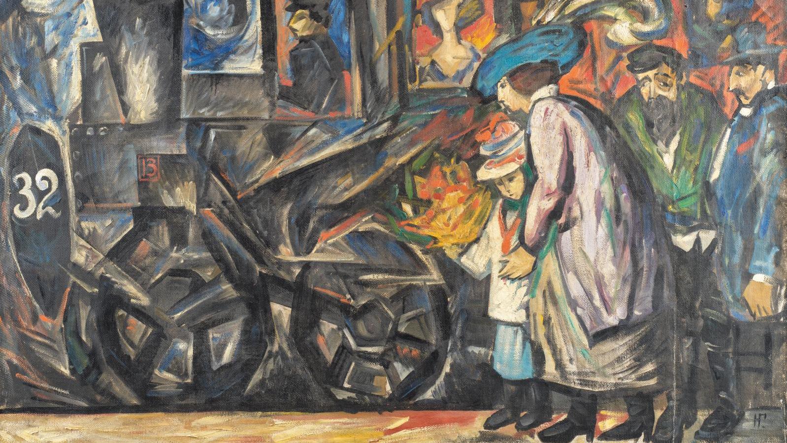 Natalia Gontcharova (1881-1962), La Gare, huile sur toile, vers 1913-1914, 97,5 x 156 cm....  Natalia Gontcharova et autres œuvres choisies