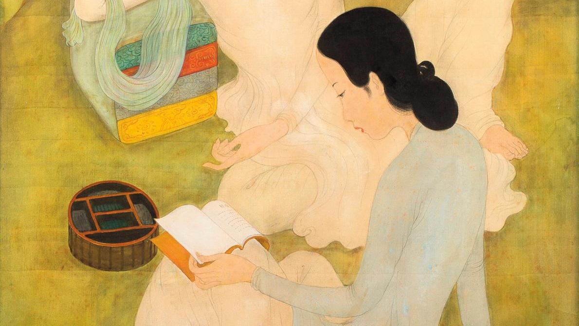 Mai Trung Thu (1906-1980), En plein air, vers 1940-1945, encre et couleurs sur soie,... Un air d’Asie avec Mai-Thu, Sanyu et Lê Thi