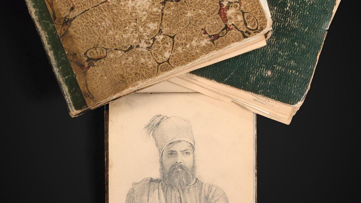 Salvatore Cherubini (1797-1869), ensemble de trois carnets à dessins, comprenant... Cherubini et Champollion sur la terre des pharaons 