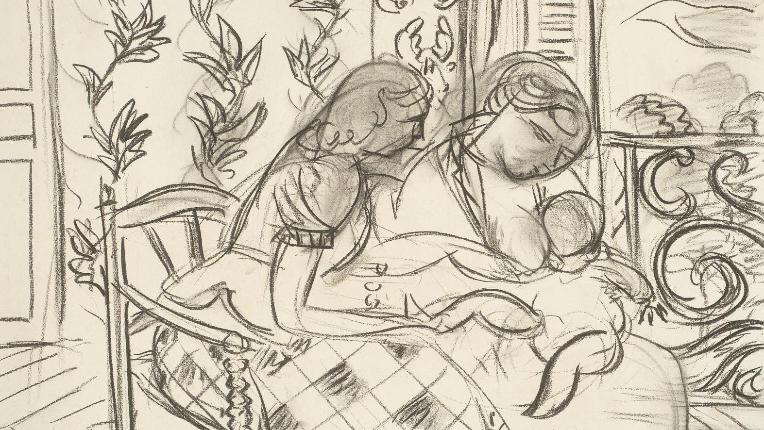 Henri Matisse (1869-1954), Deux femmes et un enfant dans un intérieur, fenêtre ouverte,... A Study by Henri Matisse