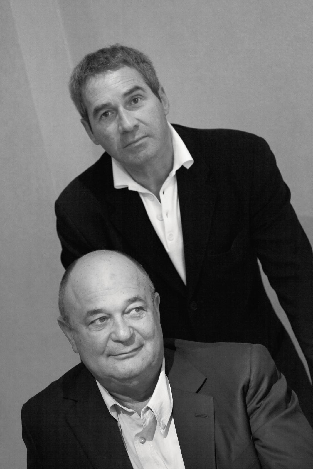 Christian Boutonnet (en bas) et Rafaël Ortiz, fondateurs de la galerie L’Arc en Seine.PHOTO ARC EN SEINE