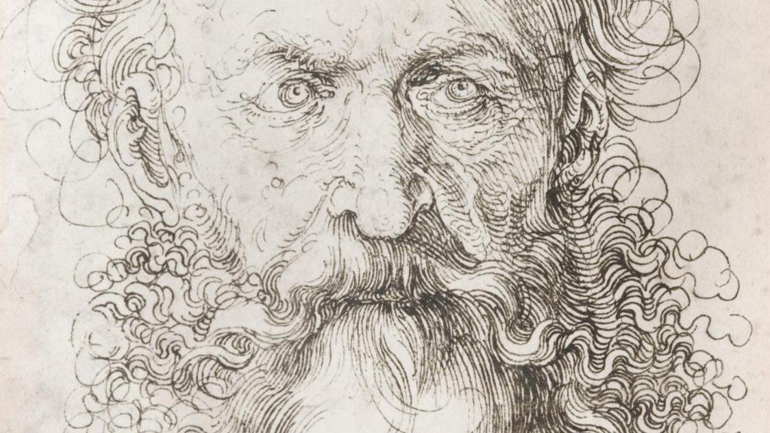 Albrecht Dürer (1471-1528), Tête d’homme à la barbe. © RMN-Grand Palais, musée des... Aux encres métissées de l’humanisme à Chantilly