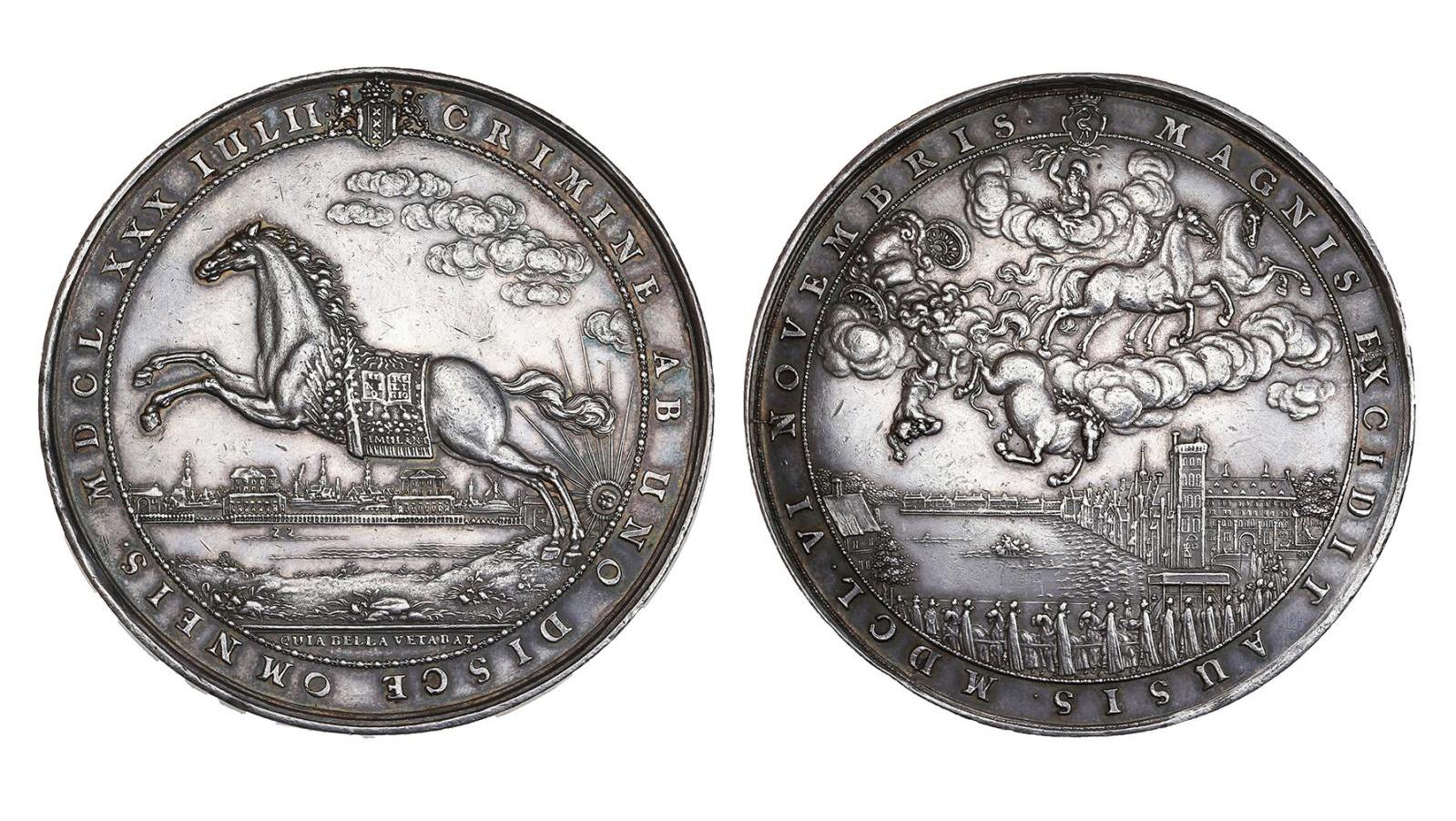 Médaille en argent, 6 novembre 1650, Pays-Bas, Mort de Guillaume II d’Orange, diam.... Napoléon, Anne d’Autriche, Charles X...