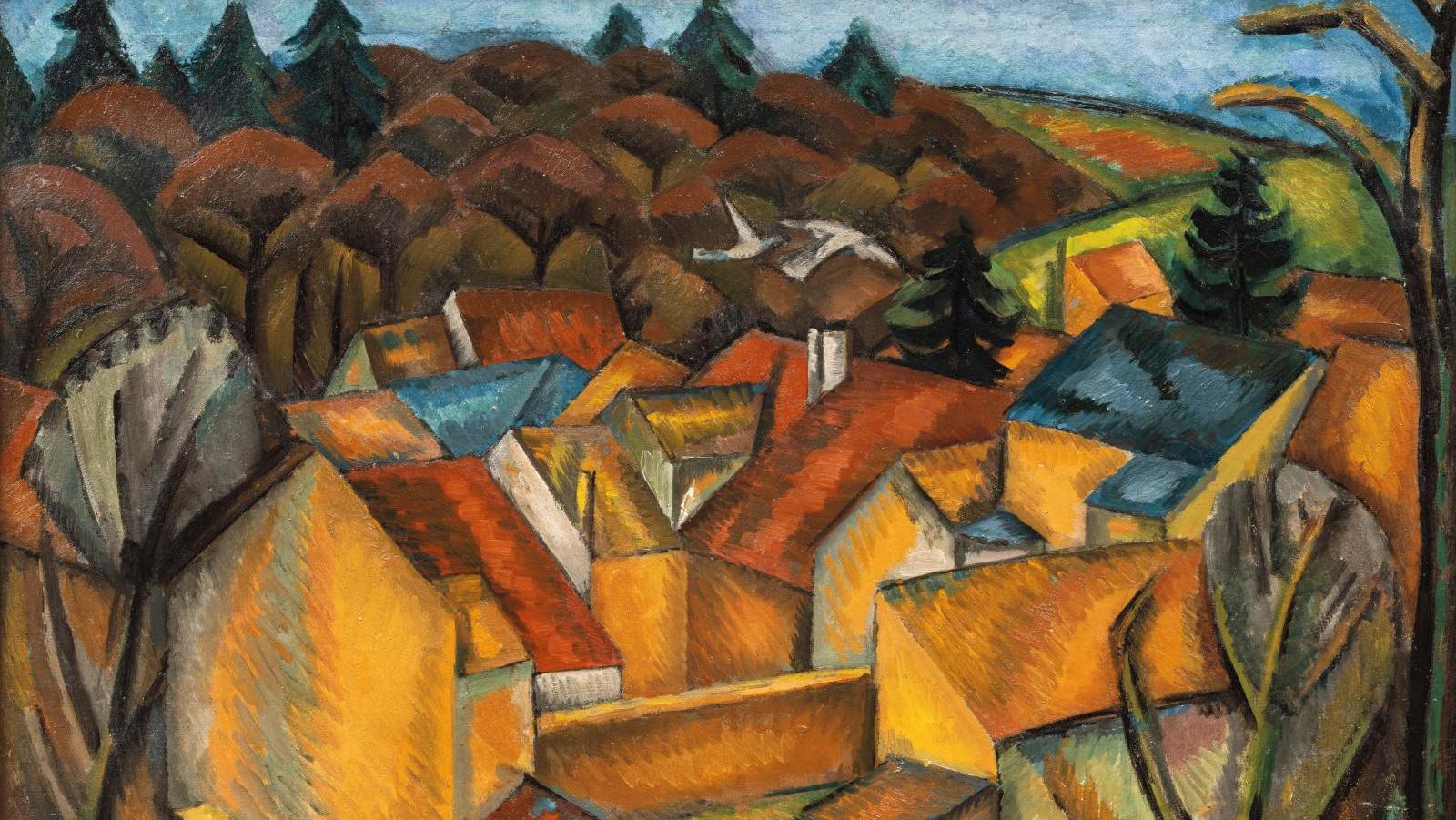 André Lhote (1885-1962), Maisons aux toits rouges, huile sur toile, 64 x 92 cm. Estimation :... Lhote, Dufy, Kisling et Picabia 