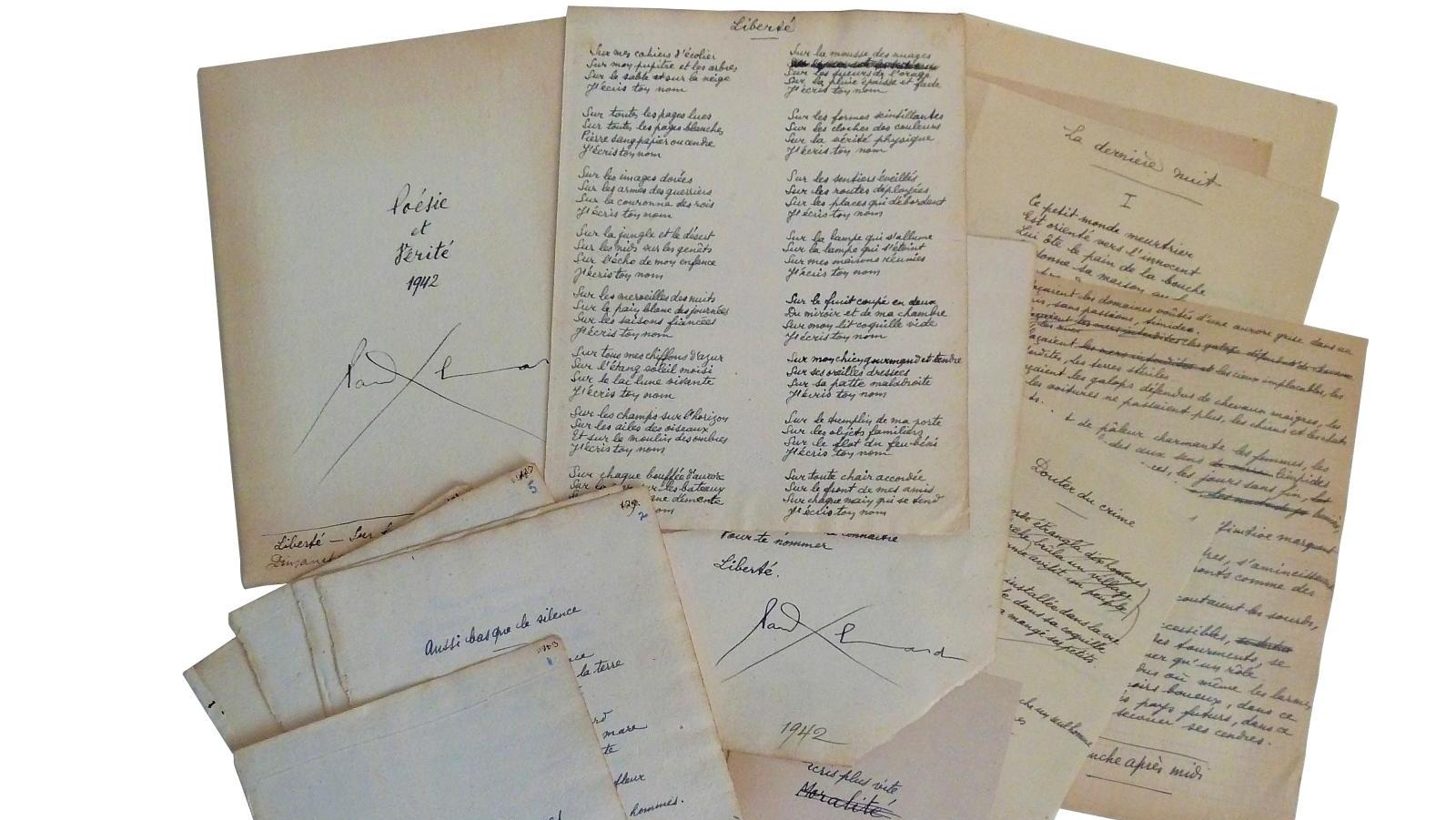 Paul Éluard (1895-1952), manuscrit autographe complet du recueil Poésie et Vérité... La liberté tant chérie de Paul Éluard