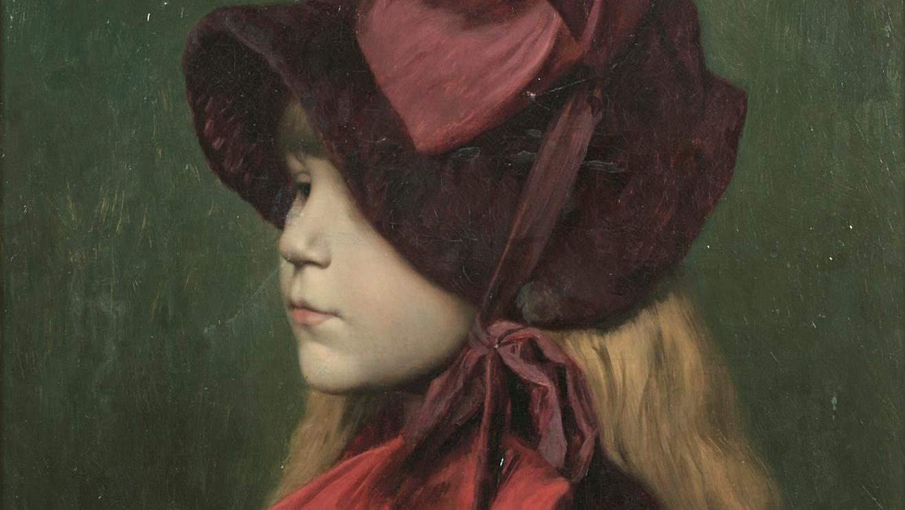Jean-Léon Gérôme (1824-1904), Portrait de Madeleine Gérôme en chapeau, profil, 1883,... Jean-Léon Gérôme, au nom de sa fille