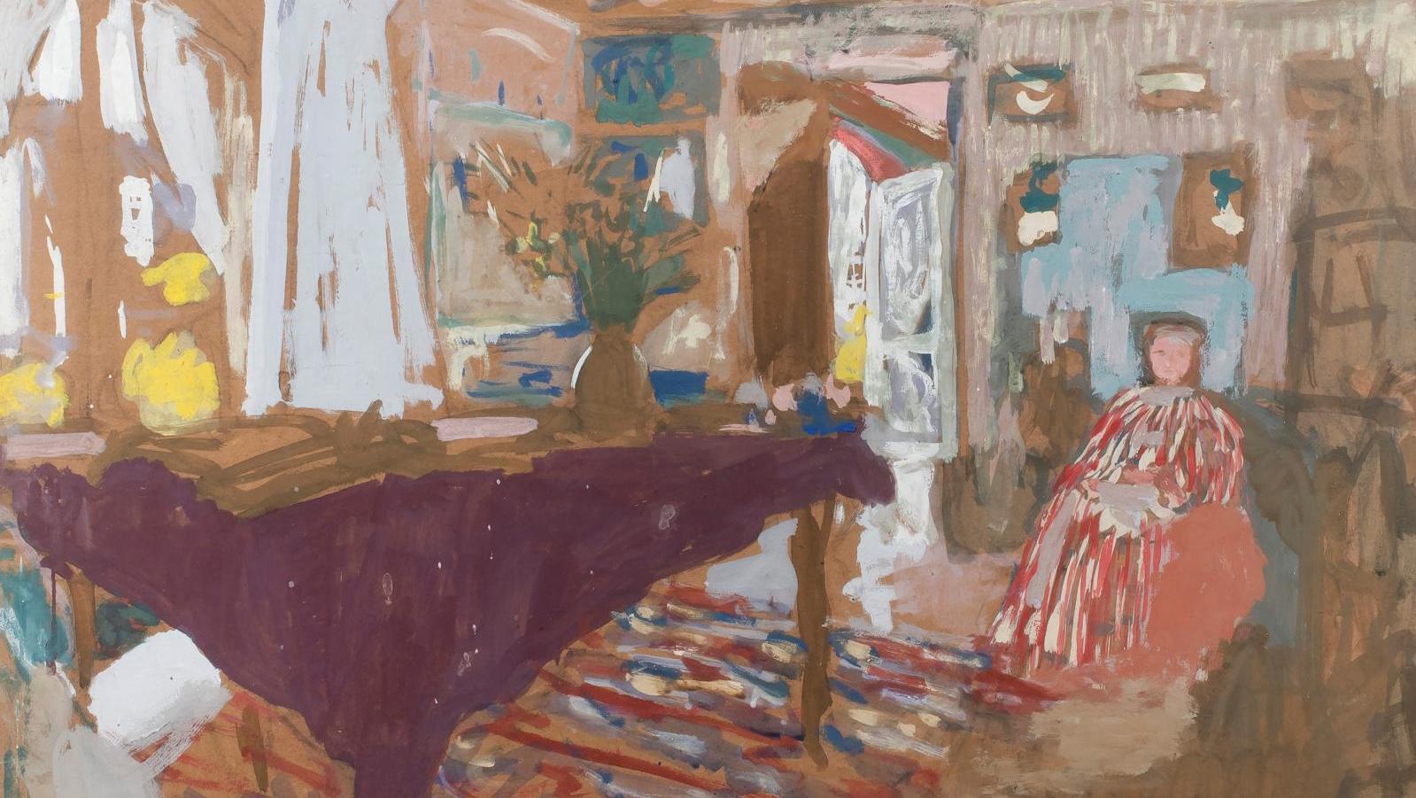 Édouard Vuillard (1868-1940), Madame Vuillard dans le salon, rue de Calais, vers... Édouard Vuillard chez Madame Vuillard