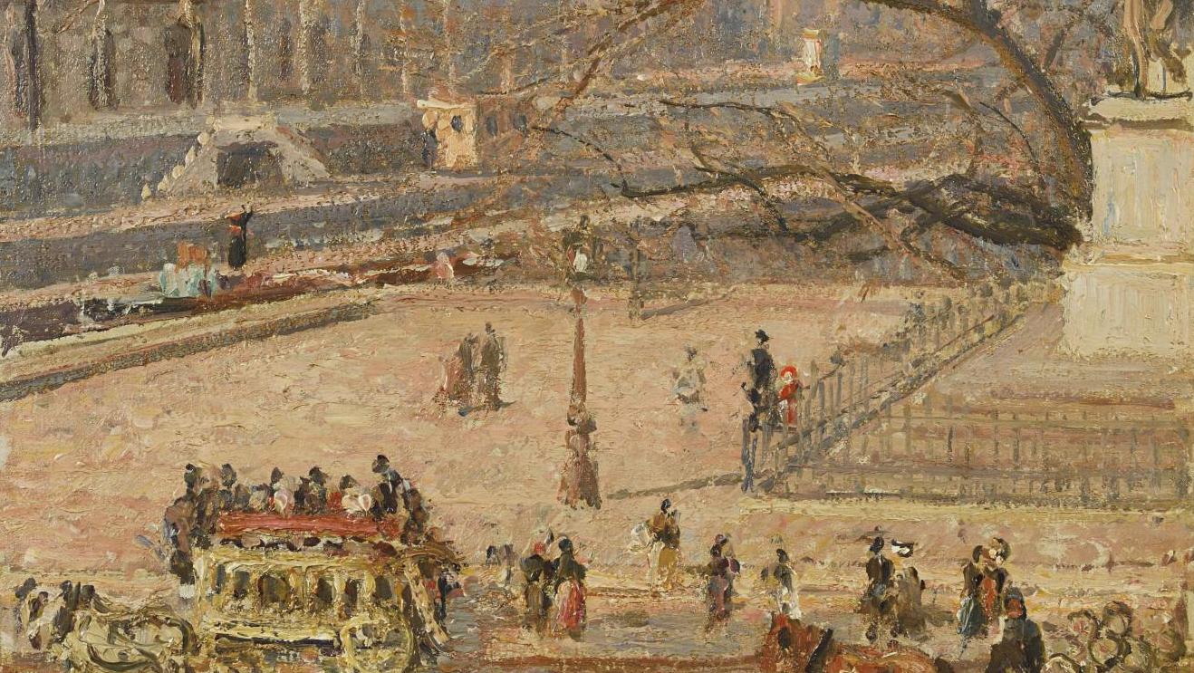 Camille Pissarro (1830-1903), Statue d’Henri IV et hôtel de la Monnaie, soleil du... Le Paris gagnant de Pissarro