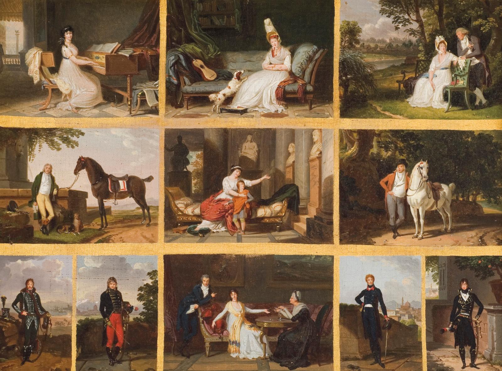 Louis Gauffier (1762-1801), Onze réductions de portraits, vers 1790-1801, huile sur toile, 35 x 47 cm, Montpellier, musée Fabre. © Musée F