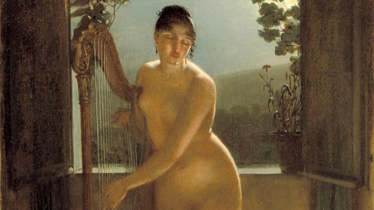 Jean-Baptiste Mallet, La Somnambule, vers 1815, huile sur toile, 27 x 21,5 cm, Grasse,... Au bonheur de Jean-Baptiste Mallet à Grasse