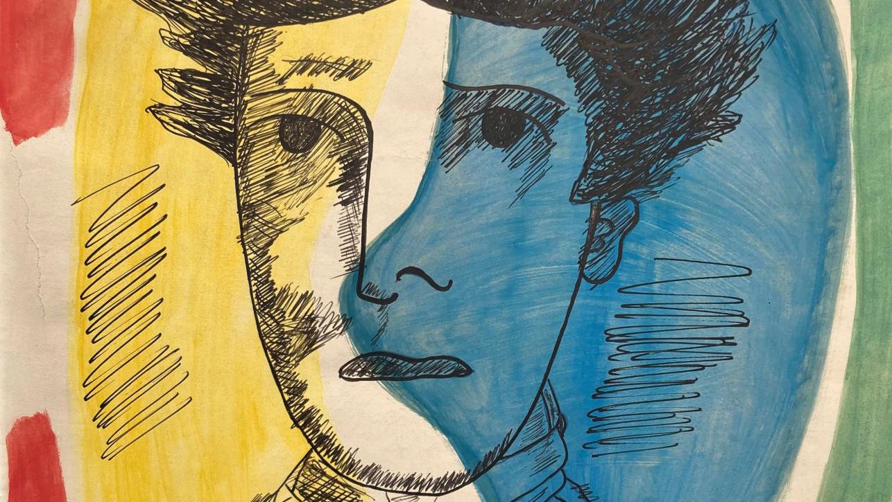 Fernand Léger (1881-1955), Rimbaud, 1948, encre et gouache sur papier vélin, signée,... Arthur Rimbaud par Fernand Léger 