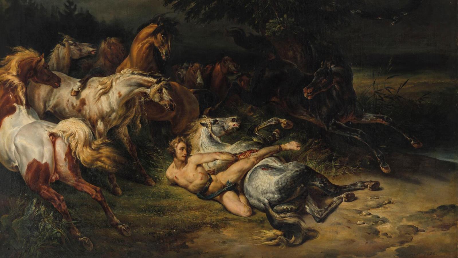 Horace Vernet (1789-1863), Mazeppa, 1826, huile sur toile, 96 x 138 cm. Adjugé :... Au galop dans les plaines d’Ukraine