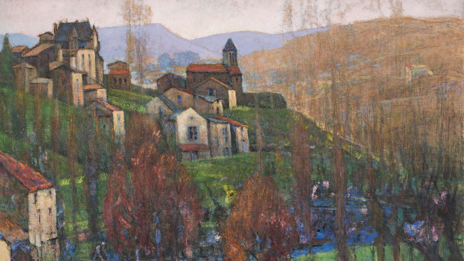Victor Charreton (1864-1936), Le Château, l’église et le moulin (The Castle, the... Destination Auvergne with Artist Victor Charreton