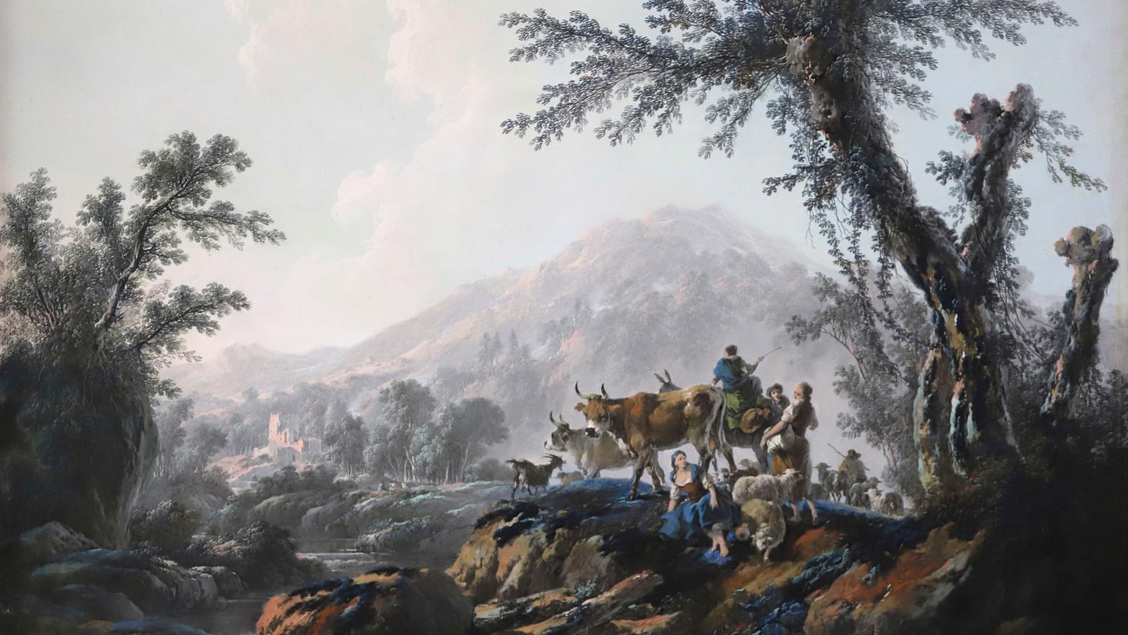 Jean Pillement (1728-1808), Bergers et troupeaux dans un paysage méditerranéen, 1790,... Jean Pillement en son paradis
